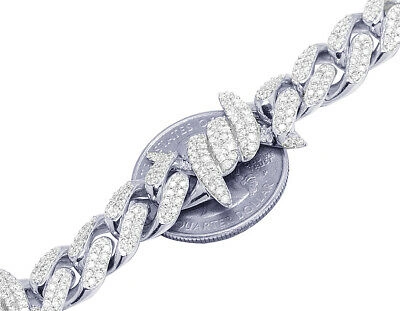 Pre-owned Jewelry Unlimited 10k White Gold Thorn Cuban Real Diamond Chain 24.75ct 22" 11mm In G-h