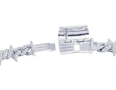 Pre-owned Jewelry Unlimited 10k White Gold Thorn Cuban Real Diamond Chain 24.75ct 22" 11mm In G-h