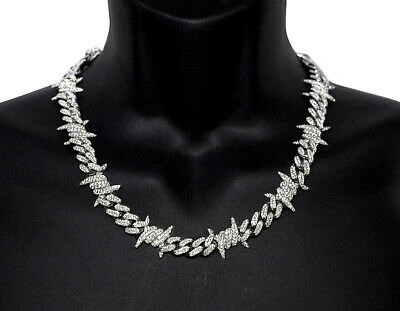 Pre-owned Jewelry Unlimited 10k White Gold Thorn Cuban Real Diamond Chain 24.75ct 22" 11mm In G-h