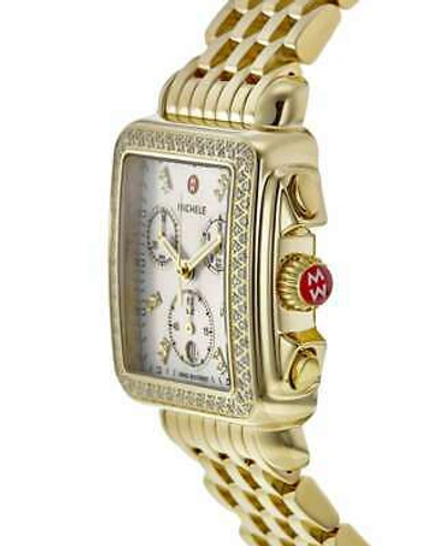 Pre-owned Michele Deco Diamond 18k Gold Plated Women's Watch Mww06a000777