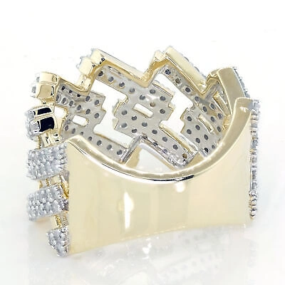 Pre-owned Jewelwesell 1.75ct Cuban Link Style Mens Diamond Wedding Band Ring Solid 10k Yellow Gold In White