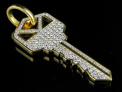 Pre-owned Jewelry Unlimited 10k Yellow Gold Men's Real Vs2 Diamond Designer Custom Key Pendant 2.0ct 2.2" In G-h