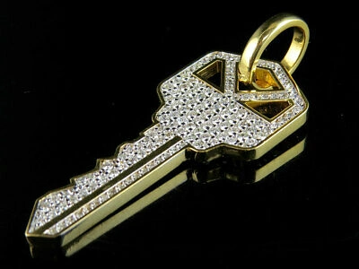 Pre-owned Jewelry Unlimited 10k Yellow Gold Men's Real Vs2 Diamond Designer Custom Key Pendant 2.0ct 2.2" In G-h