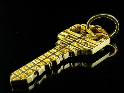 Pre-owned Jewelry Unlimited 10k Yellow Gold Men's Real Vs2 Diamond Designer Custom Key Pendant 2.0ct 2.2" In G-h