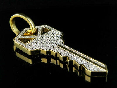Pre-owned Jewelry Unlimited 10k Yellow Gold Men's Real Vs2 Diamond Designer Custom Key Pendant 2.0ct 2.2" In G-h