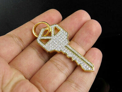 Pre-owned Jewelry Unlimited 10k Yellow Gold Men's Real Vs2 Diamond Designer Custom Key Pendant 2.0ct 2.2" In G-h