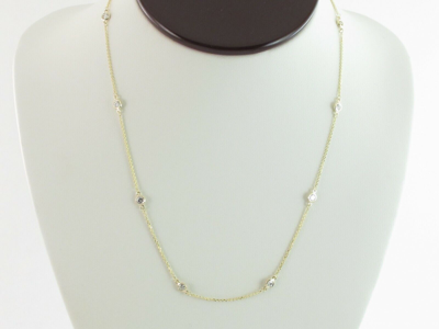 Pre-owned Preciousgold4you 14k Yellow Gold Diamond By The Yard Station Necklace 16" 18"