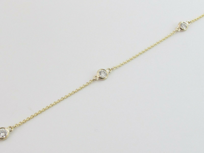 Pre-owned Preciousgold4you 14k Yellow Gold Diamond By The Yard Station Necklace 16" 18"