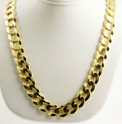 Pre-owned Gd Diamond 238.00gm 14k Yellow Solid Gold Men's Flat Cuban Heavy Necklace Chain 32" 16.00mm In No Stone
