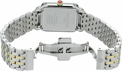 Pre-owned Michele Brand  Deco Ii Mid Diamond Two Tone Steel Ladies Watch (mww06i000004
