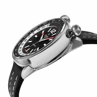 Pre-owned Gevril Men's 48561a Wallabout Solar Compass Swiss Automatic Black Leather Watch