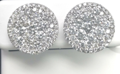 Pre-owned Handmade Deal 2.00ct Natural Round Diamond Cluster Stud Earring In 14k Gold 12mm In White