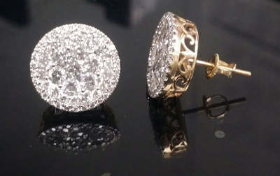 Pre-owned Handmade Deal 2.00ct Natural Round Diamond Cluster Stud Earring In 14k Gold 12mm In White