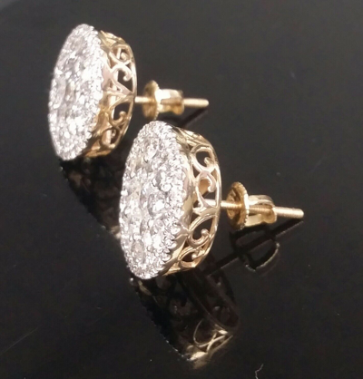 Pre-owned Handmade Deal 2.00ct Natural Round Diamond Cluster Stud Earring In 14k Gold 12mm In White