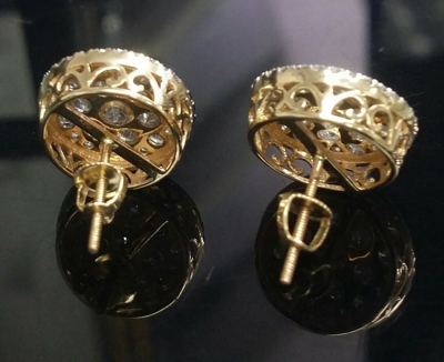 Pre-owned Handmade Deal 2.00ct Natural Round Diamond Cluster Stud Earring In 14k Gold 12mm In White