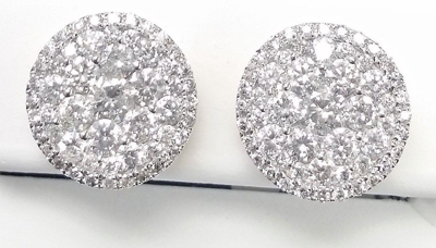 Pre-owned Handmade Deal 2.00ct Natural Round Diamond Cluster Stud Earring In 14k Gold 12mm In White
