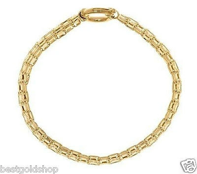 Pre-owned Railroad Tapestry Real Solid 14k Yellow Gold Diamond Cut Domed  Bracelet Qvc In Tan