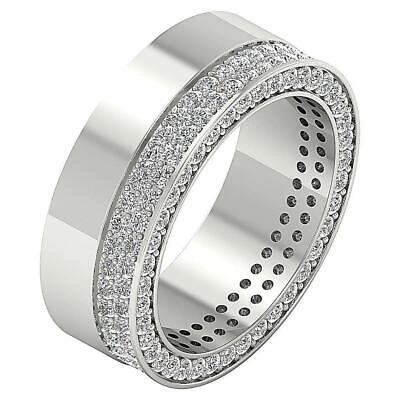 Pre-owned Diamondforgood Men's Eternity Ring Si1 2.00 Ct Round Diamond 14k Solid Gold Appraisal 7.40mm In White