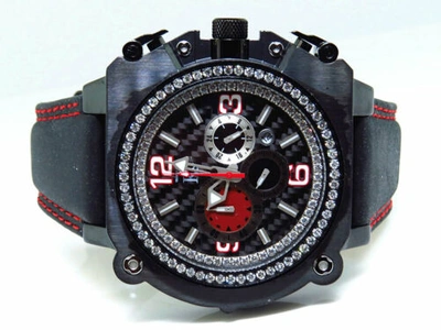 Pre-owned Techno Com By Kc Mens Techno Com Kc Xl Case Weg 44 Mm Real Vs Diamond Watch 2.0 Ct