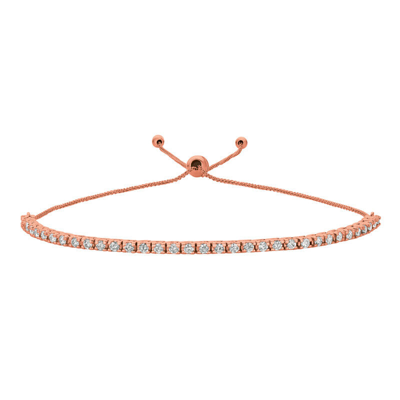 Pre-owned Morris 1.00 Carat Natural Diamond Bolo Bracelet Si 14k Rose Gold 7'' Adjustable