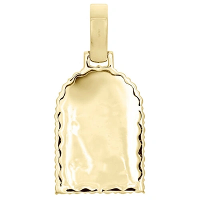 Pre-owned Jfl Diamonds & Timepieces 10k Yellow Gold Round Diamond Headstone Rip Picture Memory Frame Pendant 1.50 Ct In White
