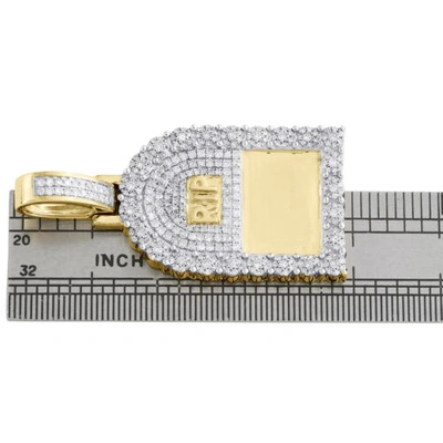 Pre-owned Jfl Diamonds & Timepieces 10k Yellow Gold Round Diamond Headstone Rip Picture Memory Frame Pendant 1.50 Ct In White