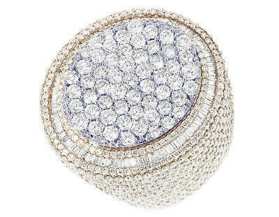 Pre-owned Jewelry Unlimited Men's 10k Tt Rose White Gold 16.7ct Real Diamond Pinky Ring 34mm