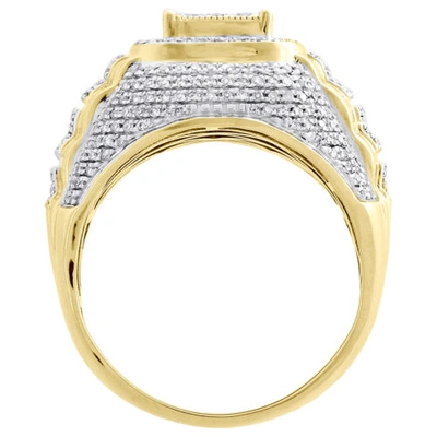 Pre-owned Jfl Diamonds & Timepieces 10k Yellow Gold Diamond Step Shank Tier 4-prong 17mm Frame Pave Pinky Ring 1 Ct. In White