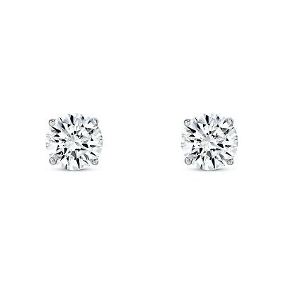 Pre-owned Shine Brite With A Diamond 2 Ct Round Lab Created Grown Diamond Earrings 950 Platinum F/vs Basket Screwback In White/colorless