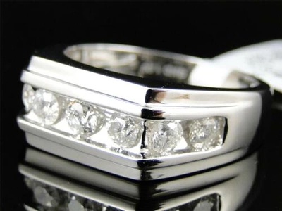 Pre-owned Jewelry Unlimited Mens 10k White Gold Diamond Channel Set 9 Mm Wedding Engagement Band Ring 1 Ct In H-i