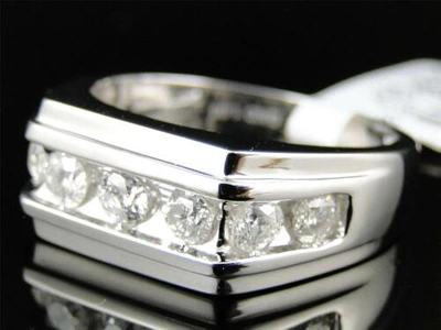 Pre-owned Jewelry Unlimited Mens 10k White Gold Diamond Channel Set 9 Mm Wedding Engagement Band Ring 1 Ct In H-i