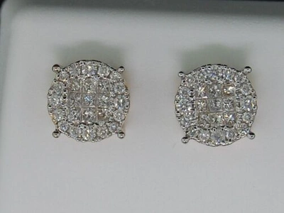 Pre-owned Jfl Diamonds & Timepieces Mens Ladies 14k Yellow Gold 1c Diamond Stud Earrings In White