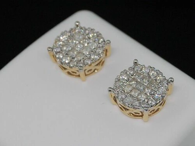 Pre-owned Jfl Diamonds & Timepieces Mens Ladies 14k Yellow Gold 1c Diamond Stud Earrings In White
