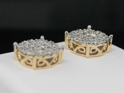 Pre-owned Jfl Diamonds & Timepieces Mens Ladies 14k Yellow Gold 1c Diamond Stud Earrings In White
