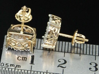 Pre-owned Jfl Diamonds & Timepieces Mens Ladies 14k Yellow Gold 1c Diamond Stud Earrings In White