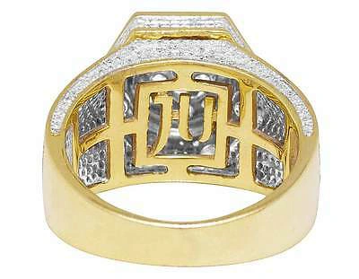 Pre-owned Jewelry Unlimited Men's 10k Yellow Gold Genuine Diamond 3d Hexagon Wedding Pinky Ring 2 Ct 14mm