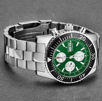 Pre-owned Revue Thommen Men's Divers Green Dial Chronograph Automatic Watch 17030.6121