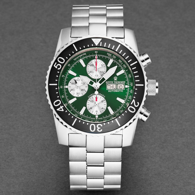 Pre-owned Revue Thommen Men's Divers Green Dial Chronograph Automatic Watch 17030.6121