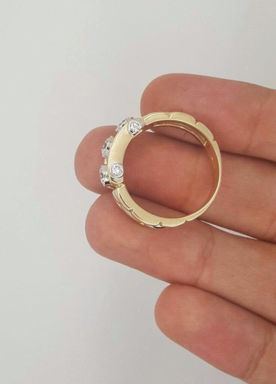 Pre-owned Handmade 18k 750 White Yellow Gold Two Tone 3 Round Diamond Mens Ring Vs1
