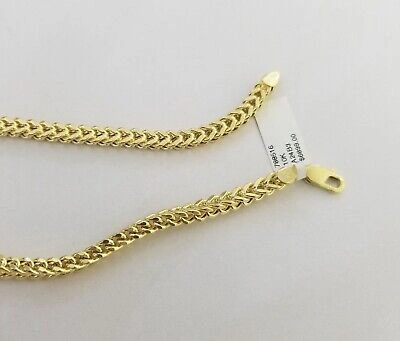 Pre-owned Gold & Diamond Jewelers Real 10k Gold Franco Chain & Cross Charm 10kt Pendant Necklace 24" 4mm Set In Yellow