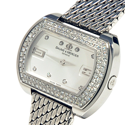 Pre-owned Baume & Mercier Hampton City Diamonds Bezel Women's Watch Moa08346