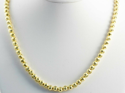 Pre-owned Gd Diamond 20.50 Gm 14k Yellow Gold Bead Moon Cut Men's Women's Necklace Chain 18" 5 Mm