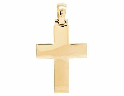 Pre-owned Jewelry Unlimited Solid 14k Yellow Gold Real Baguette Diamond Designer Cross Pendant 2 1/2 Ct 1.5"