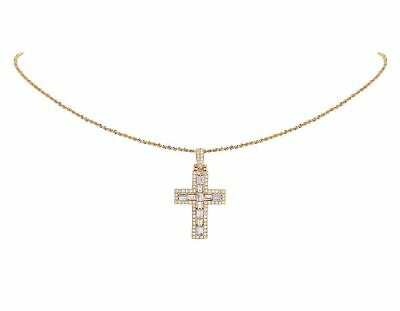 Pre-owned Jewelry Unlimited Solid 14k Yellow Gold Real Baguette Diamond Designer Cross Pendant 2 1/2 Ct 1.5"