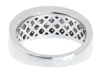 Pre-owned Jewelry Unlimited 14k White Gold Mens Three Row Round Channel Diamond 8mm Wedding Band Ring 1.25ct