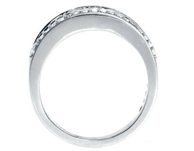 Pre-owned Jewelry Unlimited 14k White Gold Mens Three Row Round Channel Diamond 8mm Wedding Band Ring 1.25ct