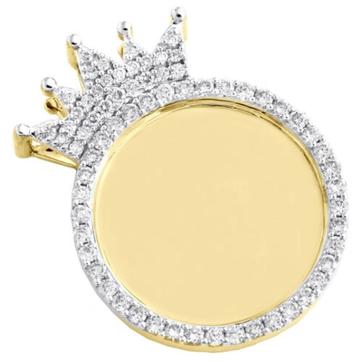 Pre-owned Jfl Diamonds & Timepieces 10k Yellow Gold Round Diamond Memory Picture Crown King Frame 1.30" Pendant 1 Ct In White