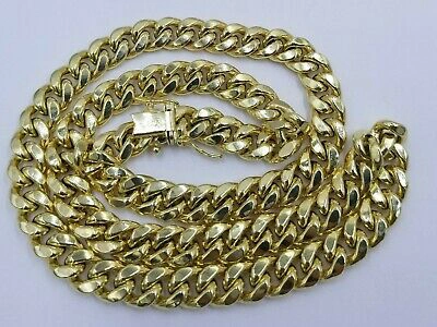 Pre-owned Globalwatches10 Real Gold Chain 10k Gold Miami Cuban Link 22 Inch Necklace Strong Box Lock