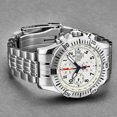 Pre-owned Revue Thommen Men's Airspeed White Dial Chronograph Day-date Watch 16071.6122