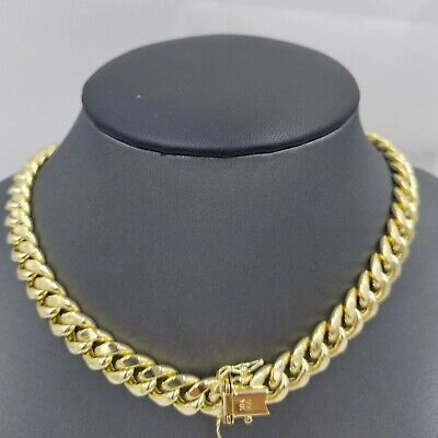 Pre-owned Globalwatches10 Real Gold Chain 10k Gold Miami Cuban Link 22 Inch Necklace Strong Box Lock
